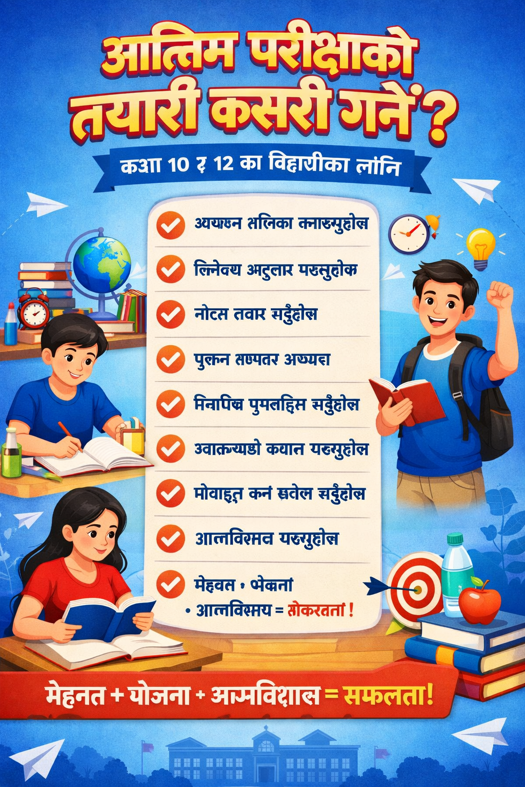 अन्तिम परीक्षाको लागि कसरी तयारी गर्ने? (कक्षा १० र १२ का विद्यार्थीका लागि मार्गदर्शन)