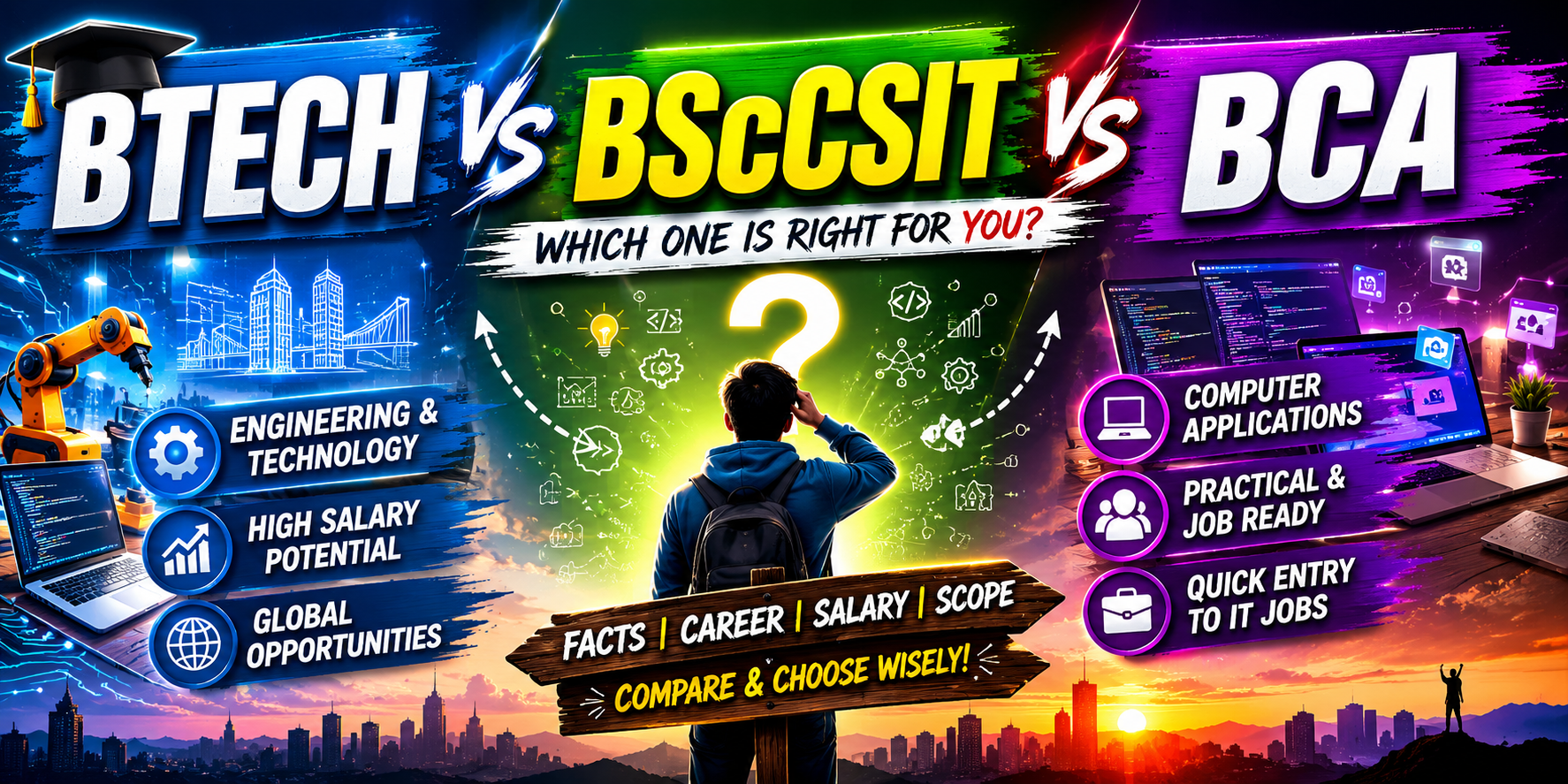 what is IT ? compare between BTech vs BScCSIT vs BCA in nepal , which is best for which sector
